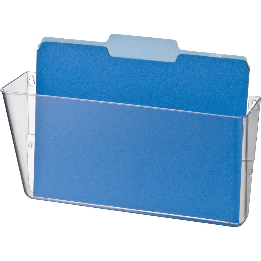 Officemate Mountable Wall File - 7" Height x 13" Width x 4.1" Depth - Clear - Plastic - 4 / Carton