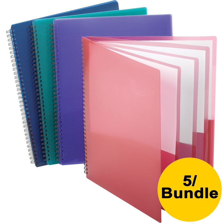Oxford Letter Pocket Folder - 8 1/2" x 11" - 200 Sheet Capacity - 8 Pocket(s) - Poly - Assorted - 5 / Bundle