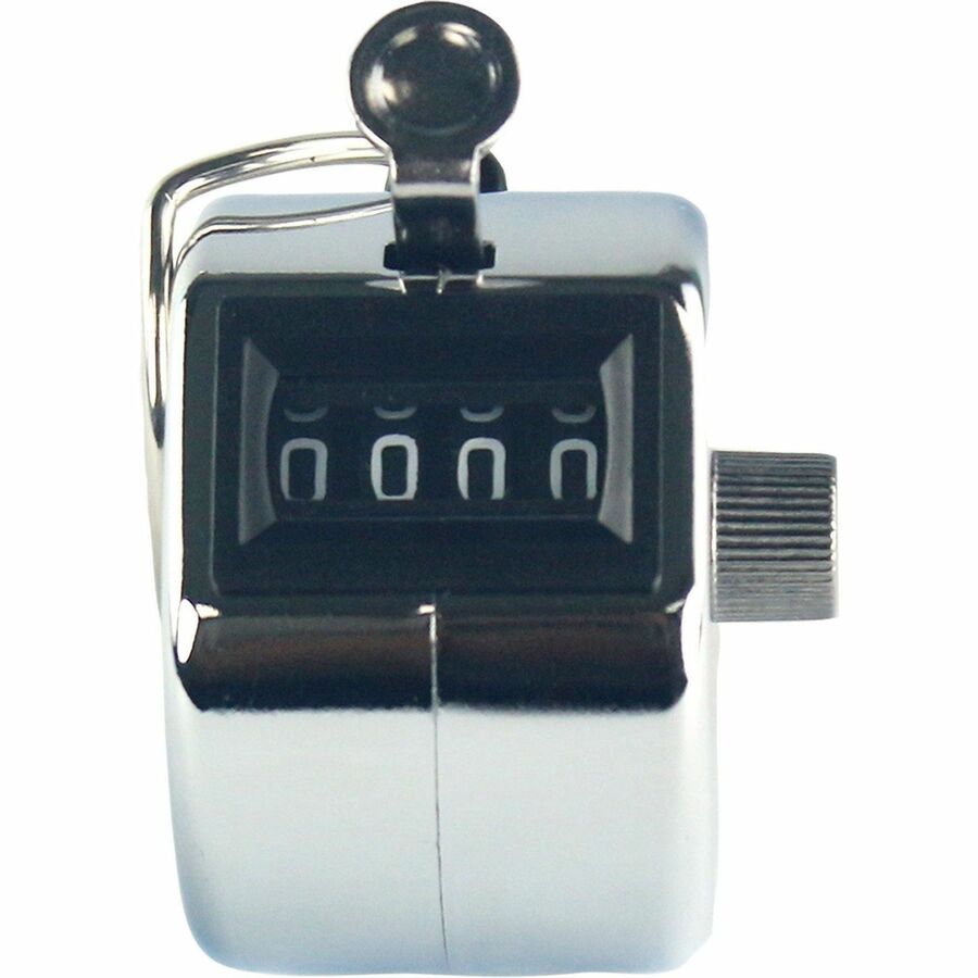 Sparco Finger Ring Tally Counter - 4 Digit - Finger Ring - Handheld - Chrome Plated Steel - Silver