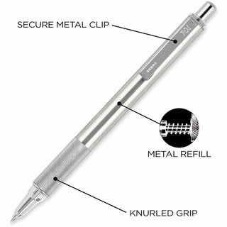 Zebra Pen STEEL 7 Series F-701 Retractable Ballpoint Pen - 0.7 mm Pen Point Size - Refillable - Retractable - Black - Stainless Steel Barrel - 6 / Box