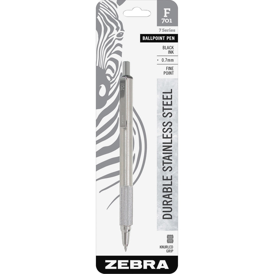 zebra-pen-steel-7-series-f-701-retractable-ballpoint-pen-07-mm-pen-point-size-refillable-retractable-black-stainless-steel-barrel-6-box_zeb29411bx - 4