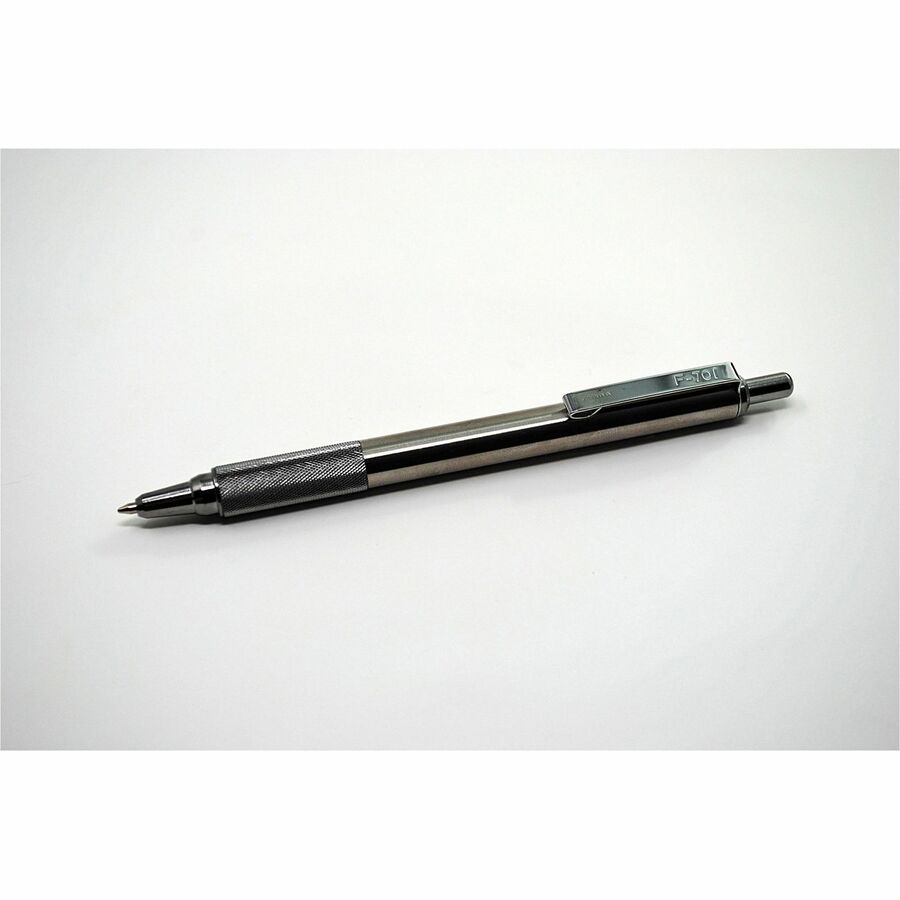 Zebra Pen STEEL 7 Series F-701 Retractable Ballpoint Pen - 0.7 mm Pen Point Size - Refillable - Retractable - Black - Stainless Steel Barrel - 6 / Box