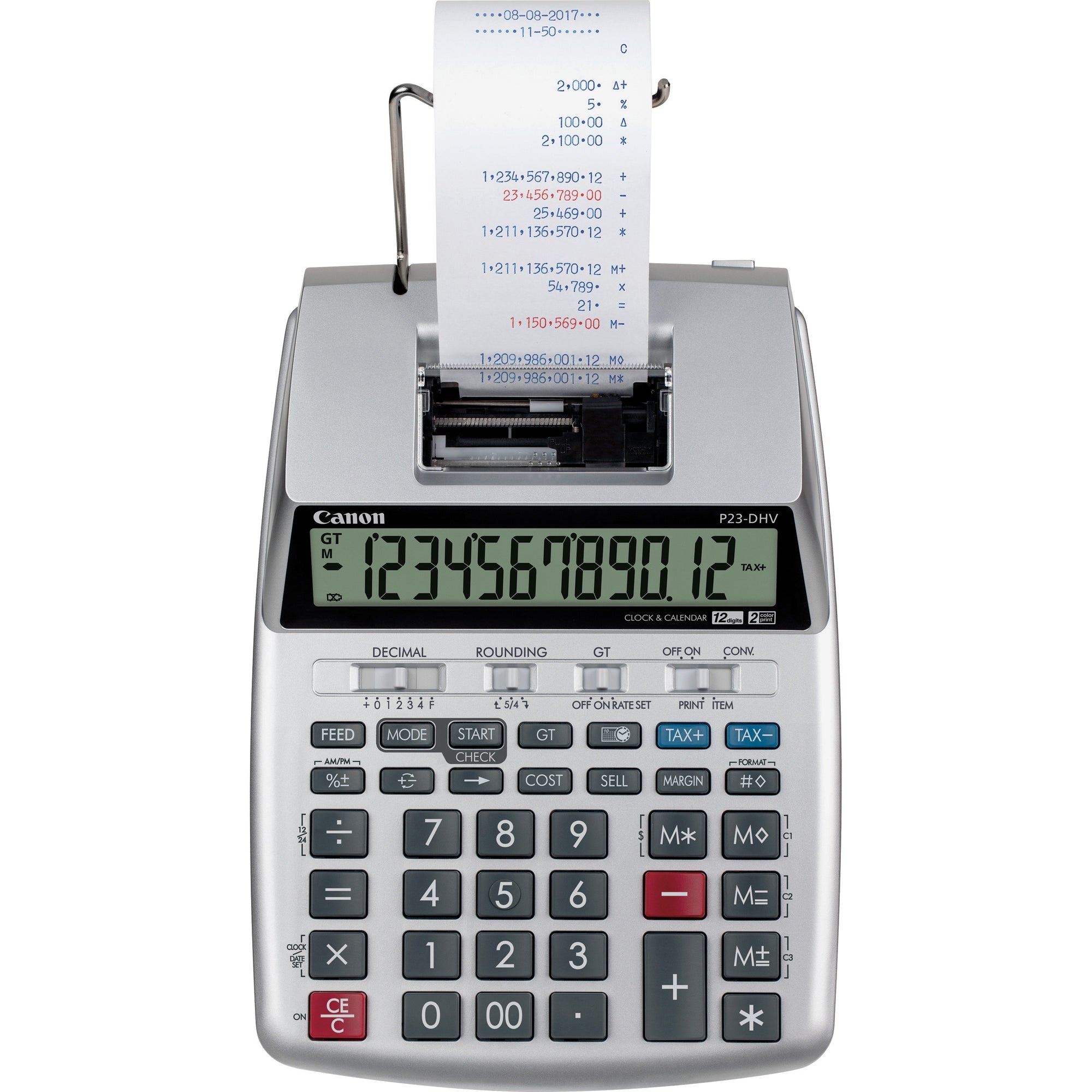 P23-DHV-3 12-Digit Desktop Calculator, Black/Red Print, 2.3 Lines/Sec