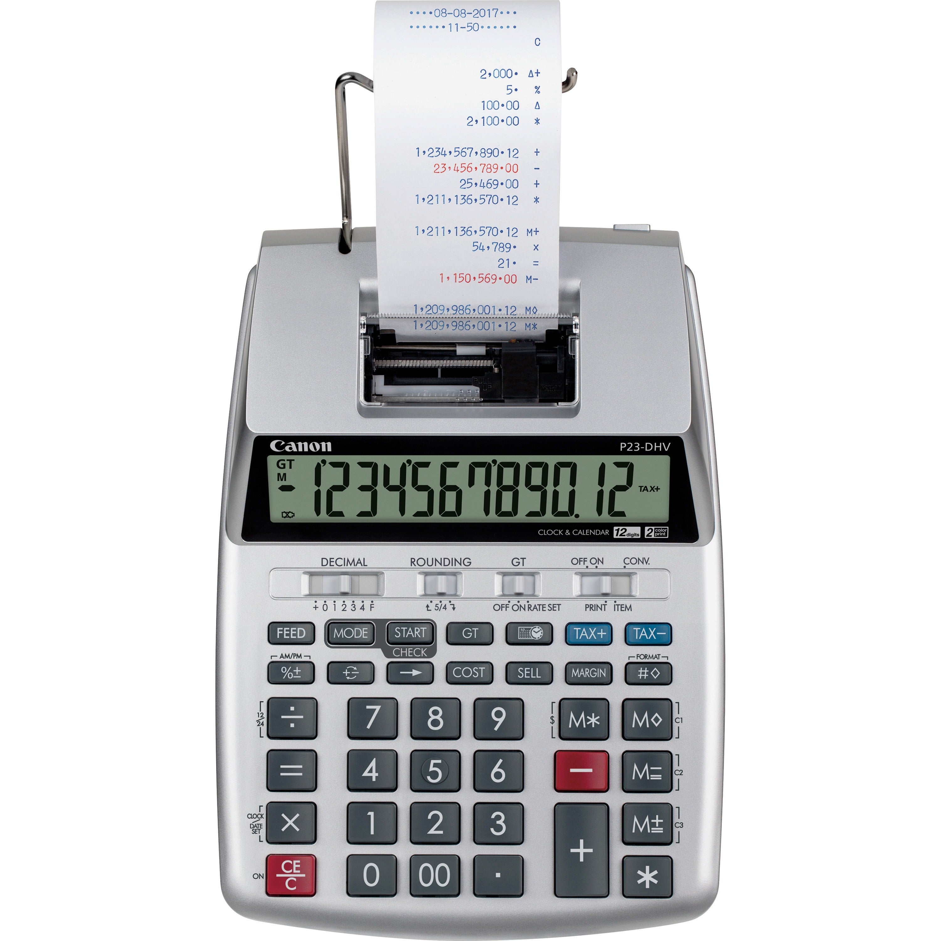 P23-DHV-3 12-Digit Desktop Calculator, Black/Red Print, 2.3 Lines/Sec