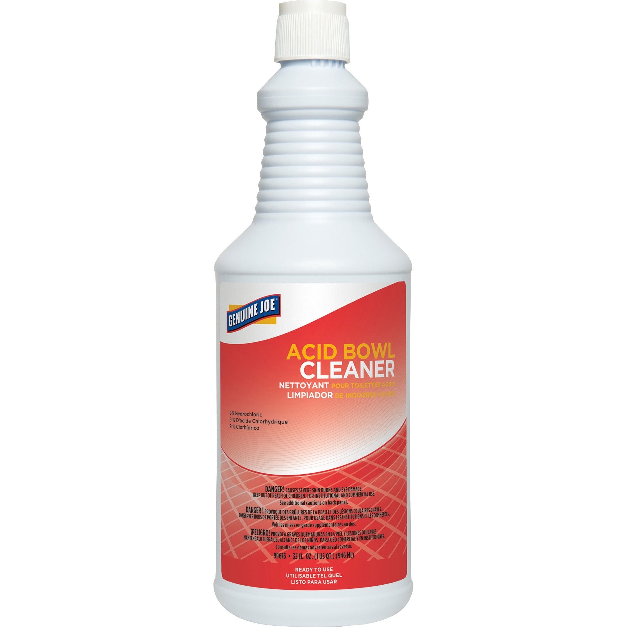 Genuine Joe Acid Bowl Cleaner - For Toilet Bowl - Ready-To-Use - 32 fl oz (1 quart) - 1 Each - Pleasant Scent - Aqua Marine