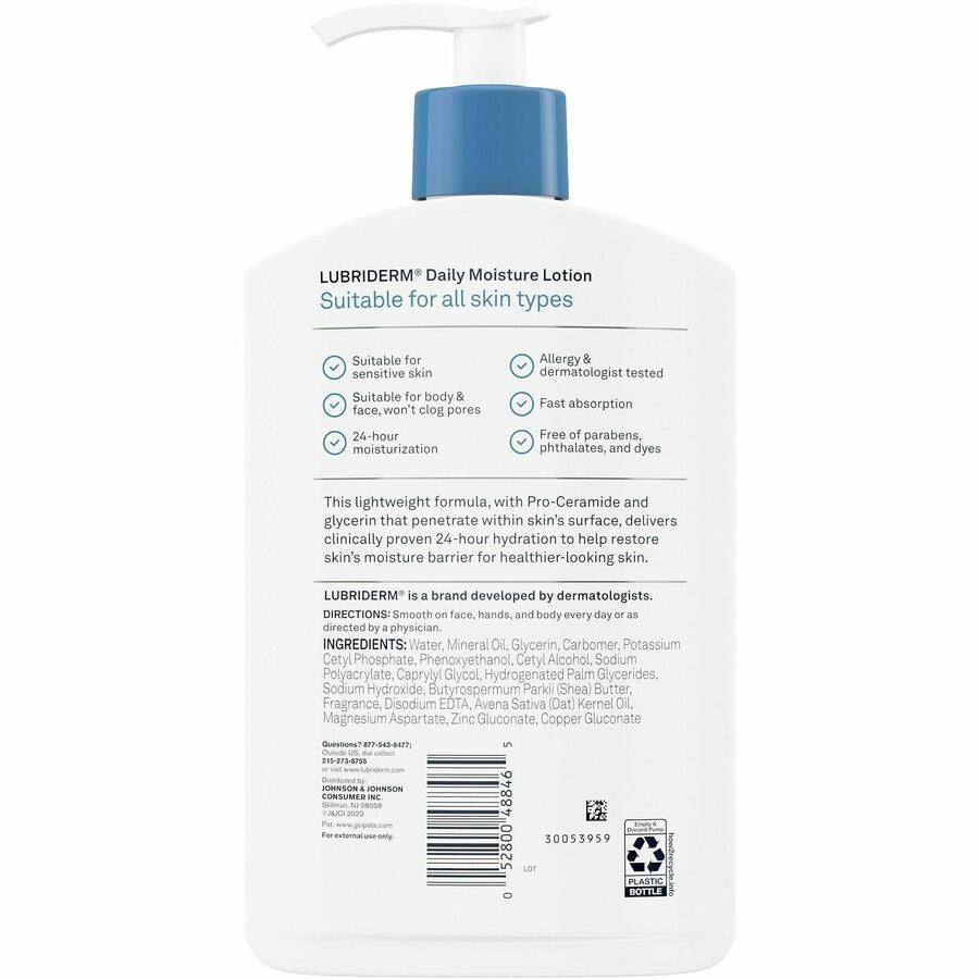 Lubriderm Daily Moisture Lotion - Lotion - 16 fl oz - For Normal, Dry Skin - Moisturising, Non-greasy - 1 Each