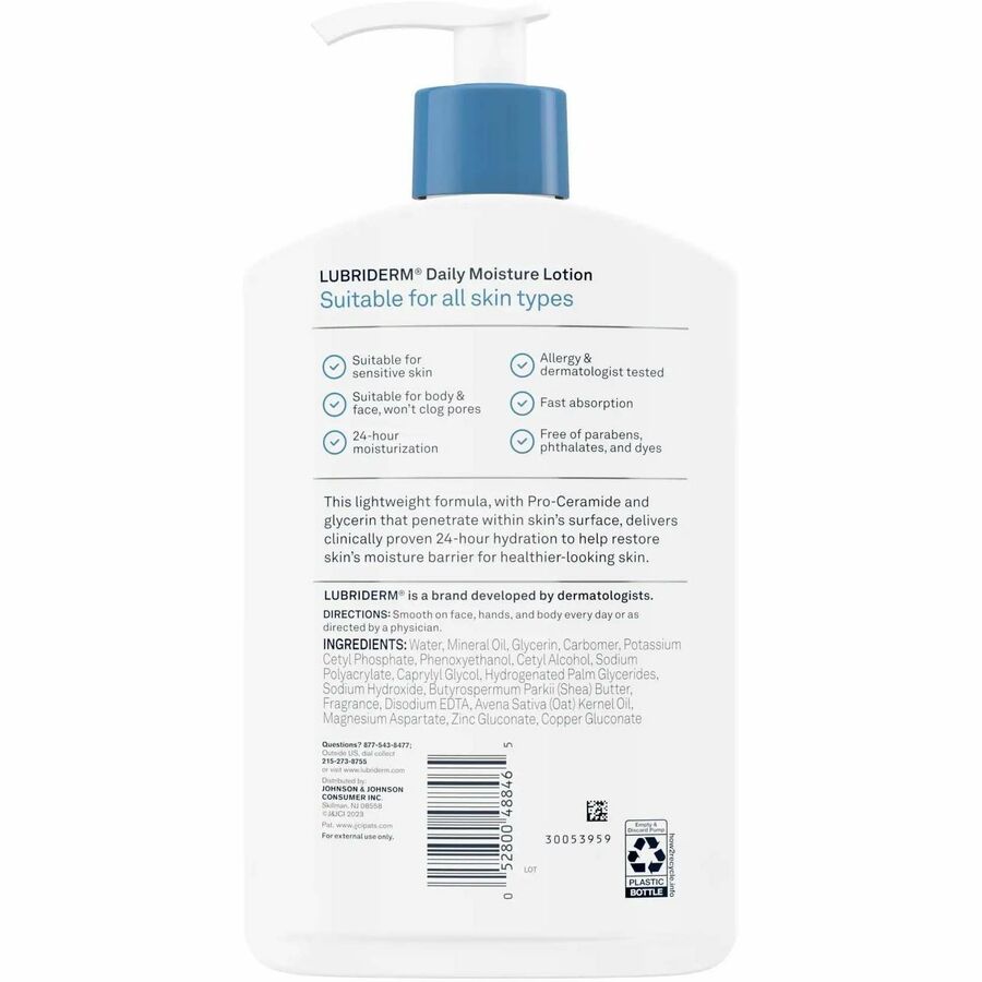 Lubriderm Daily Moisture Lotion - Lotion - 16 fl oz - For Normal, Dry Skin - Moisturising, Non-greasy - 1 Each