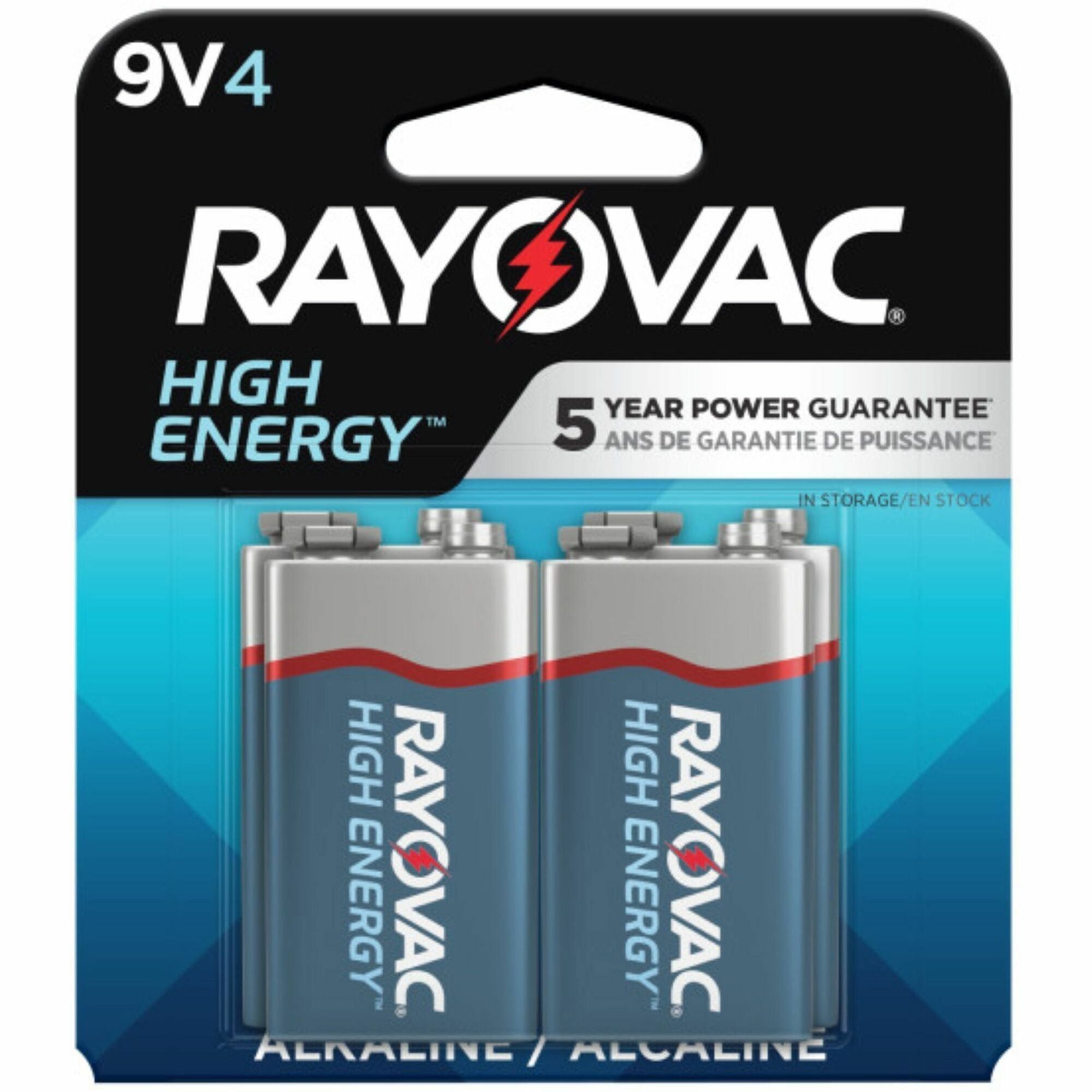 High Energy Premium Alkaline 9V Batteries, 4/Pack