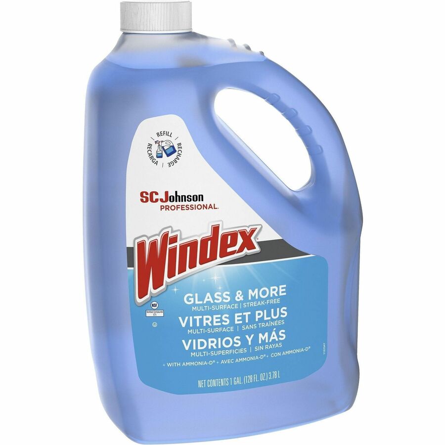 Windex Glass Cleaner with Ammonia-D - 128 fl oz (4 quart) - 4 / Carton - Non-streaking, Phosphate-free - Blue