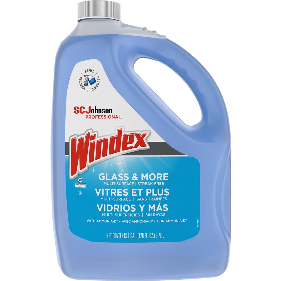 Windex Glass Cleaner with Ammonia-D - 128 fl oz (4 quart) - 4 / Carton - Non-streaking, Phosphate-free - Blue