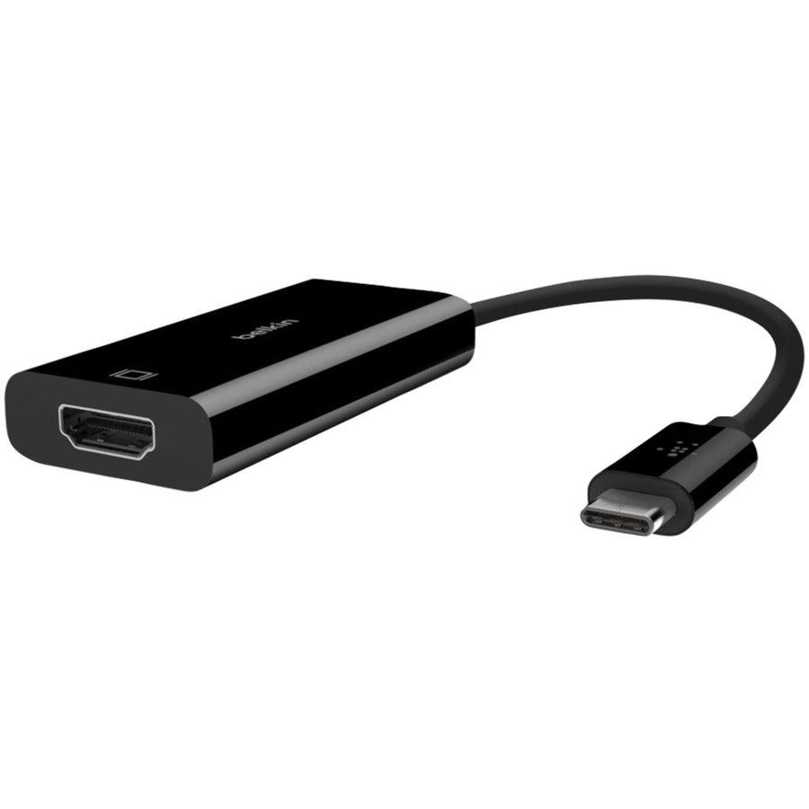 Belkin USB-C to HDMI Adapter Cable, 4k, video adapter - black - Thunderbolt 3/DisplayPort - 1 Pack - 1 x USB Type C Male - 1 x HDMI HDMI 2.0 Female - 4096 x 2160 Supported - Black