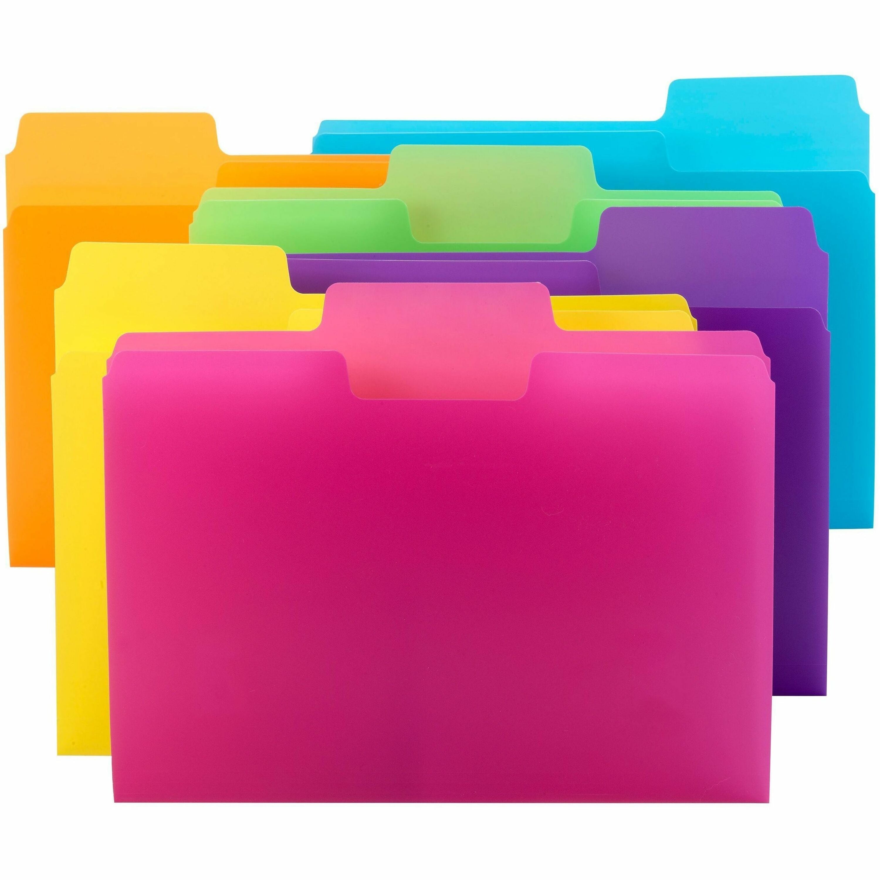 SuperTab Top Tab File Folders, 1/3-Cut Tabs: Assorted, Letter Size, 0.75" Expansion, Polypropylene, 18/Pack
