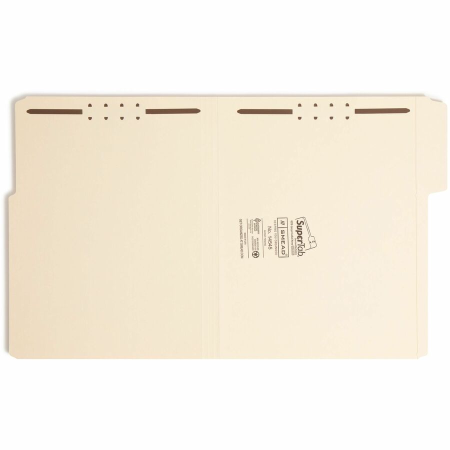 SuperTab Reinforced Guide Height Fastener Folders, 14-pt Manila, 0.75" Expansion, 2 Fasteners, Letter Size, Manila, 50/Box