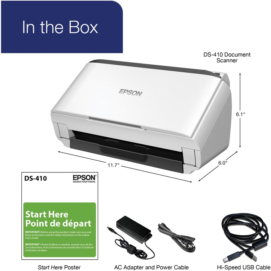 DS-410 Document Scanner, 600 dpi Optical Resolution, 50-Sheet Duplex Auto Document Feeder