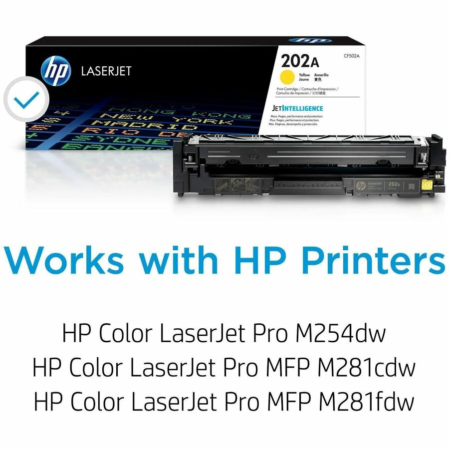 HP 202A, (CF502A) Yellow Original LaserJet Toner Cartridge