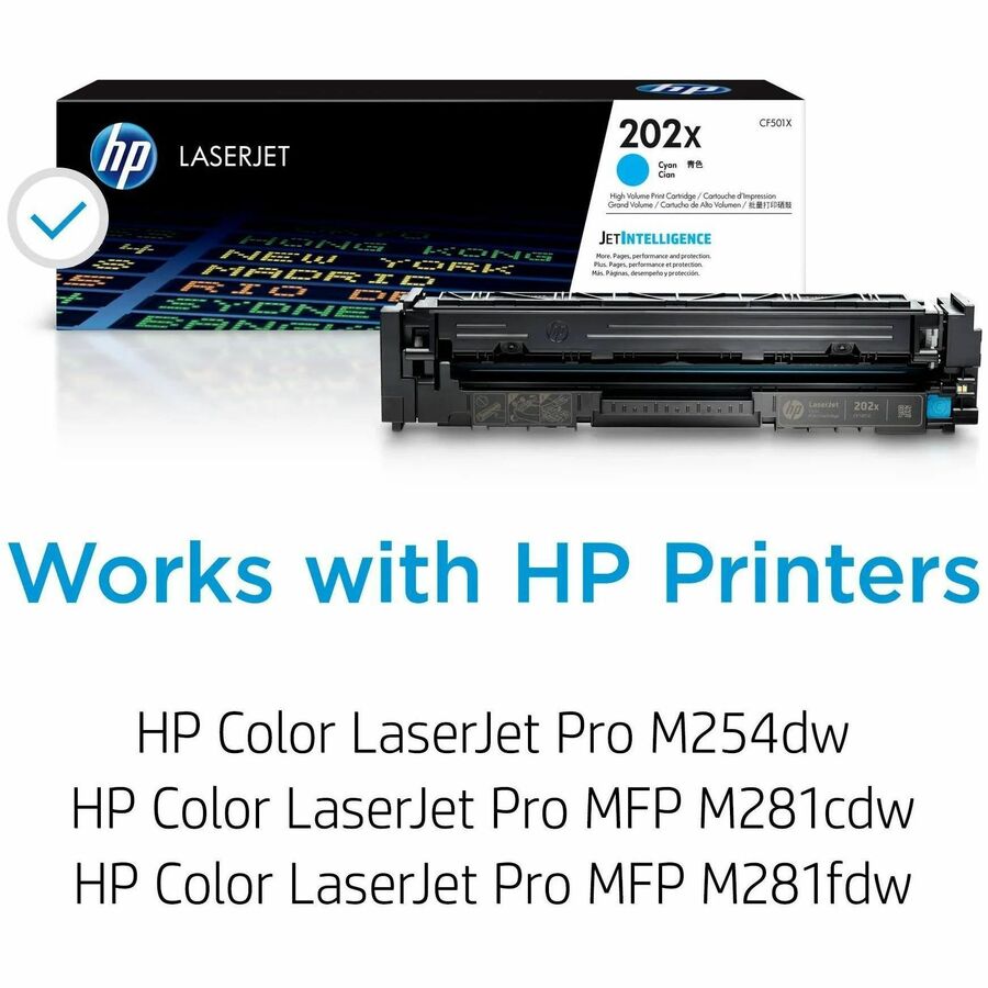 HP 202X, (CF501X) High-Yield Cyan Original LaserJet Toner Cartridge