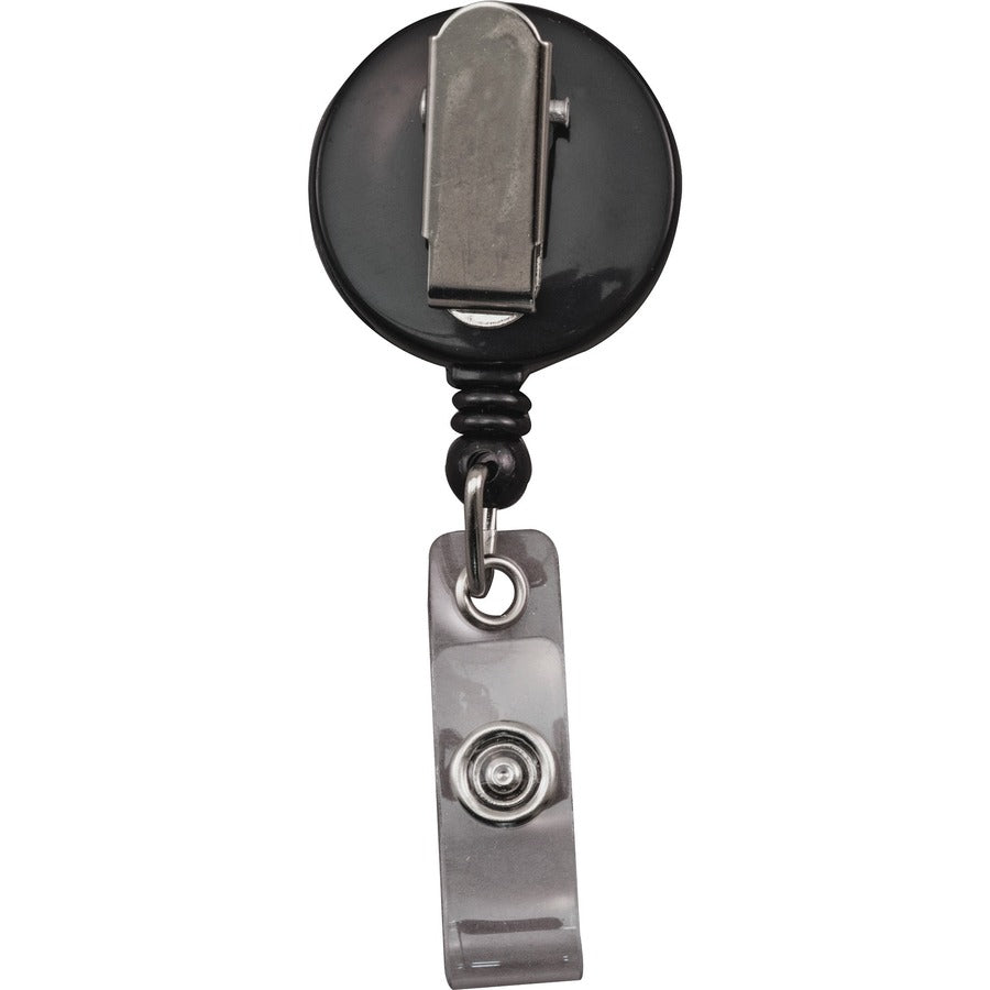 Advantus Snap Clip Retractable ID Reel - 25 / Pack - Black - Sturdy