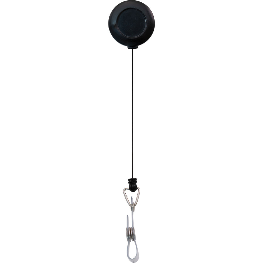 Advantus Snap Clip Retractable ID Reel - 25 / Pack - Black - Sturdy