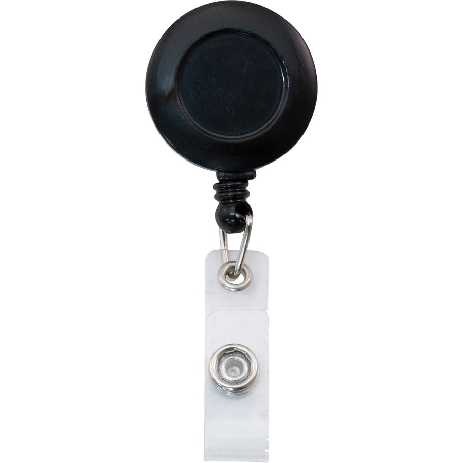 Advantus Snap Clip Retractable ID Reel - 25 / Pack - Black - Sturdy