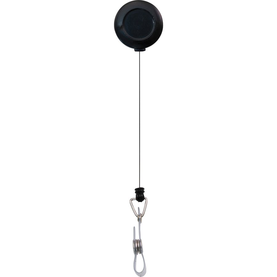 Advantus Snap Clip Retractable ID Reel - 12 / Pack - Black - Sturdy