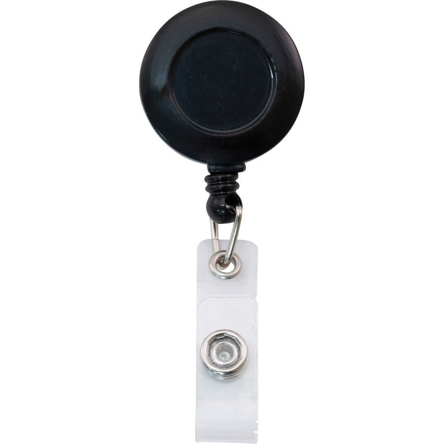 Advantus Snap Clip Retractable ID Reel - 12 / Pack - Black - Sturdy