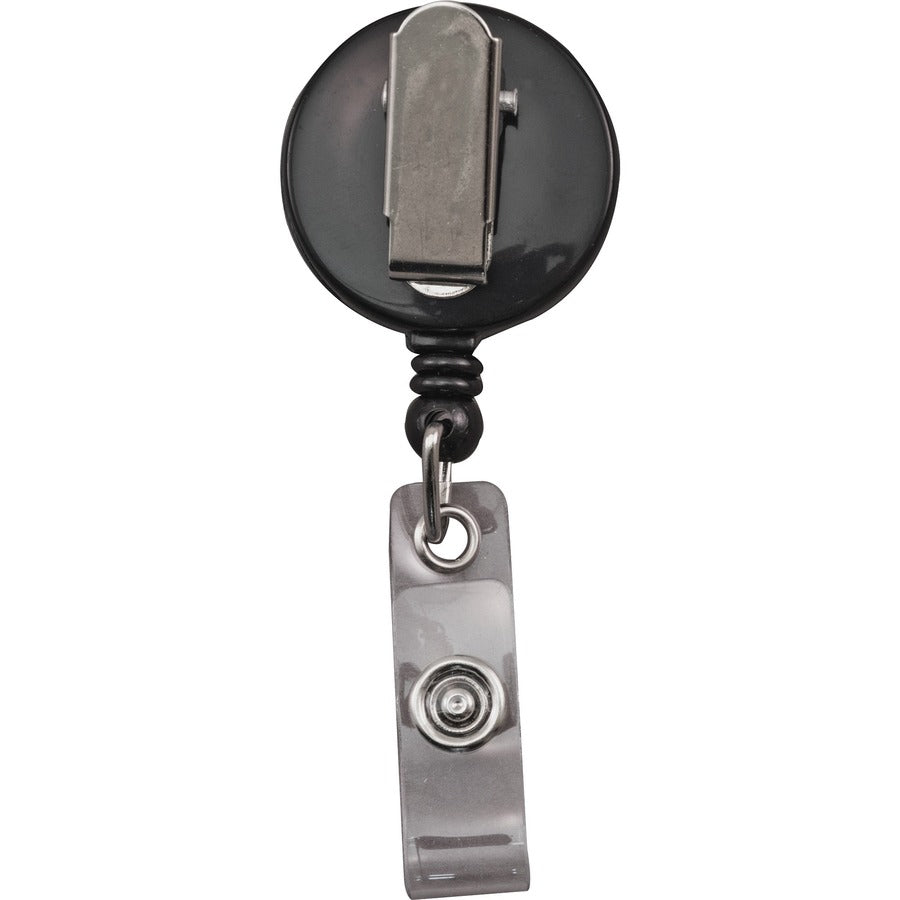 Advantus Snap Clip Retractable ID Reel - 12 / Pack - Black - Sturdy