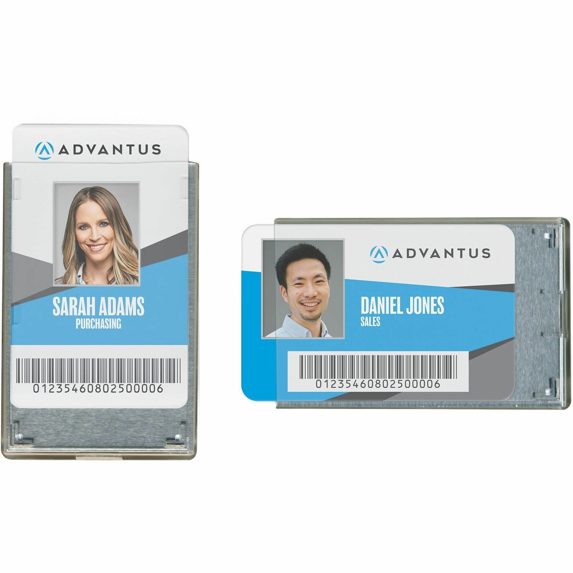 Rigid Two-Badge RFID Blocking Smart Card Holder, Horizontal/Vertical, Clear 3.68" x 2.38" Holder, 3.38" x 2.13" Insert, 20/PK