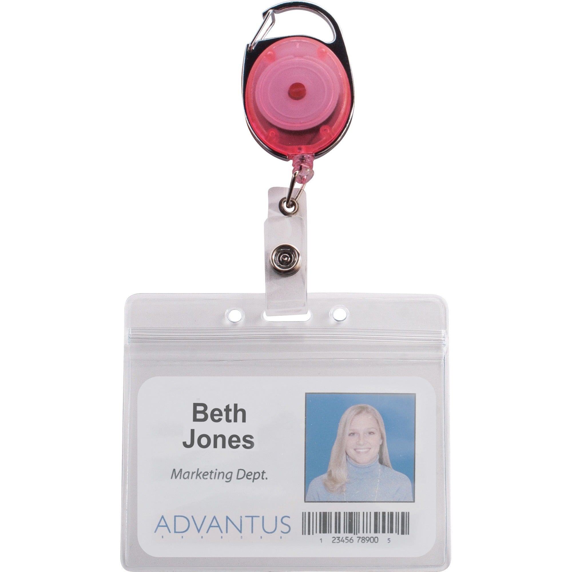 Carabiner-Style Retractable ID Card Reel, 30" Extension, Assorted Neon Colors, 20/Pack