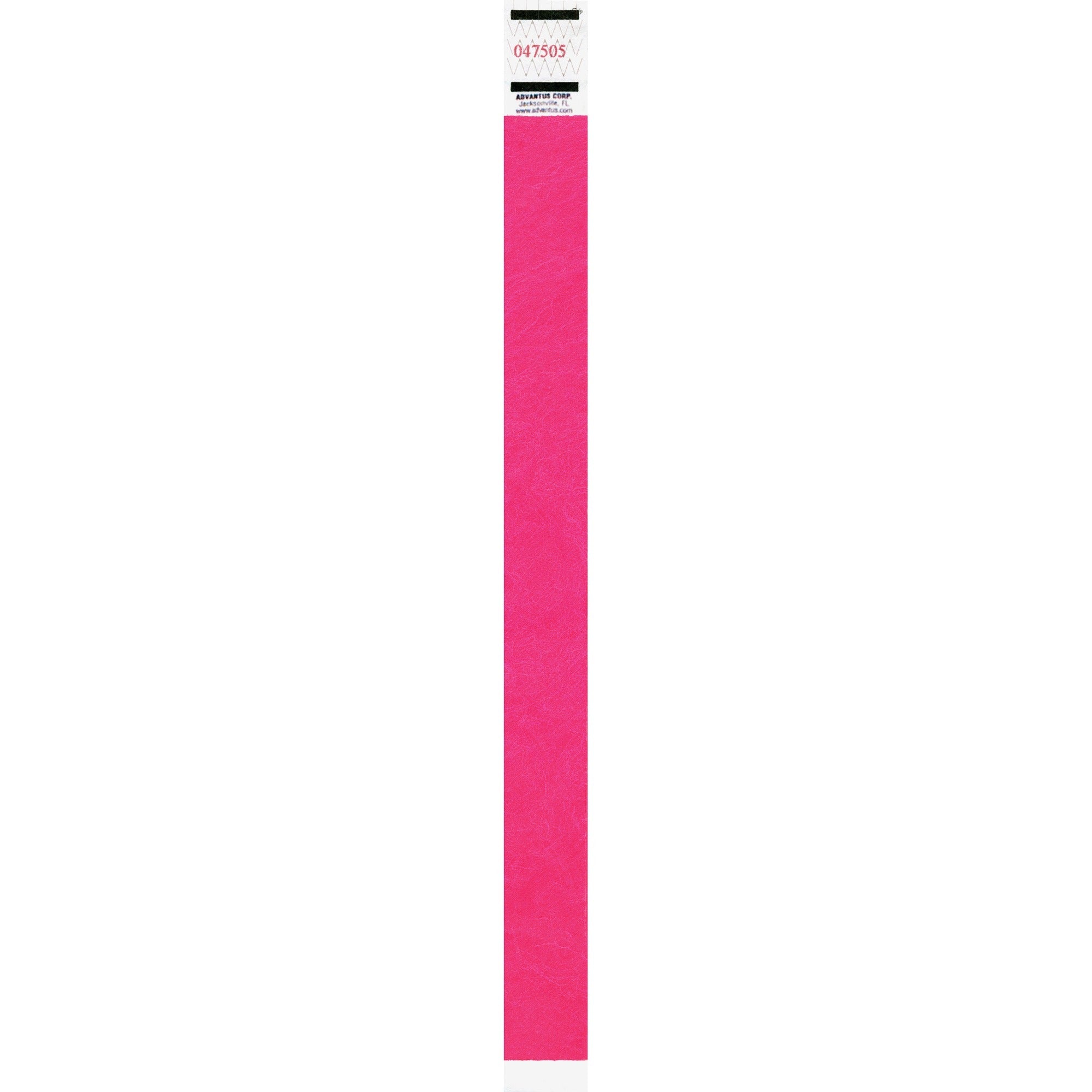 Crowd Management Wristbands, Sequentially Numbered, 9.75" x 0.75", Neon Pink, 500/Pack