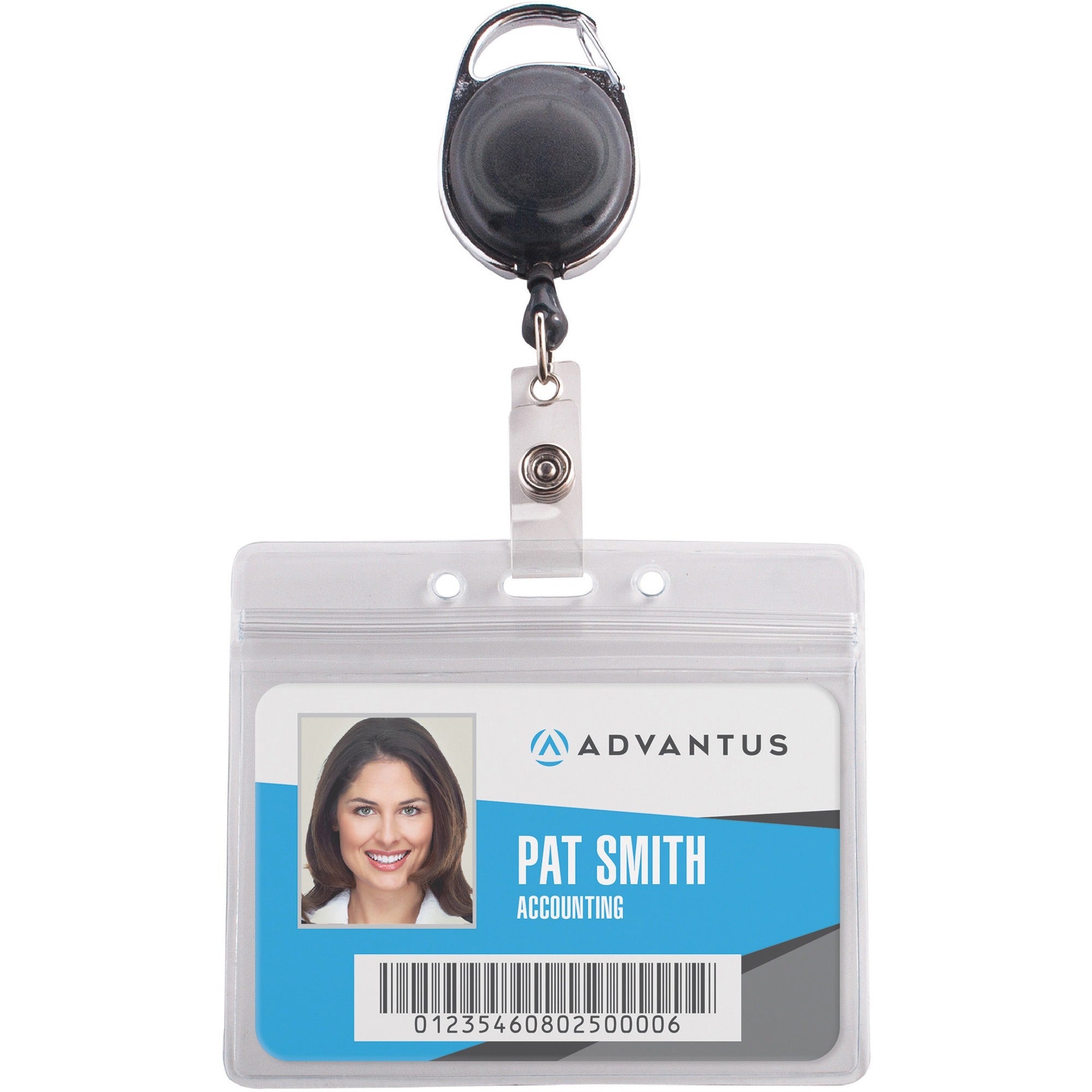 Resealable Badge Holder Combo with Badge Reel, 30" Cord, Horizontal, Frost 4.13" x 3.75" Holder, 3.75" x 2.63" Insert, 10/PK