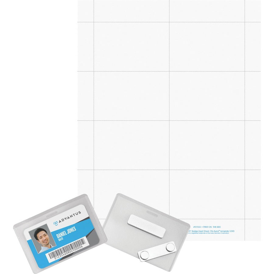 Advantus DIY Magnetic Name Badge Kit - Horizontal - 3.8" x 2.5" x - Plastic - 20 / Pack - White, Clear - Magnetic