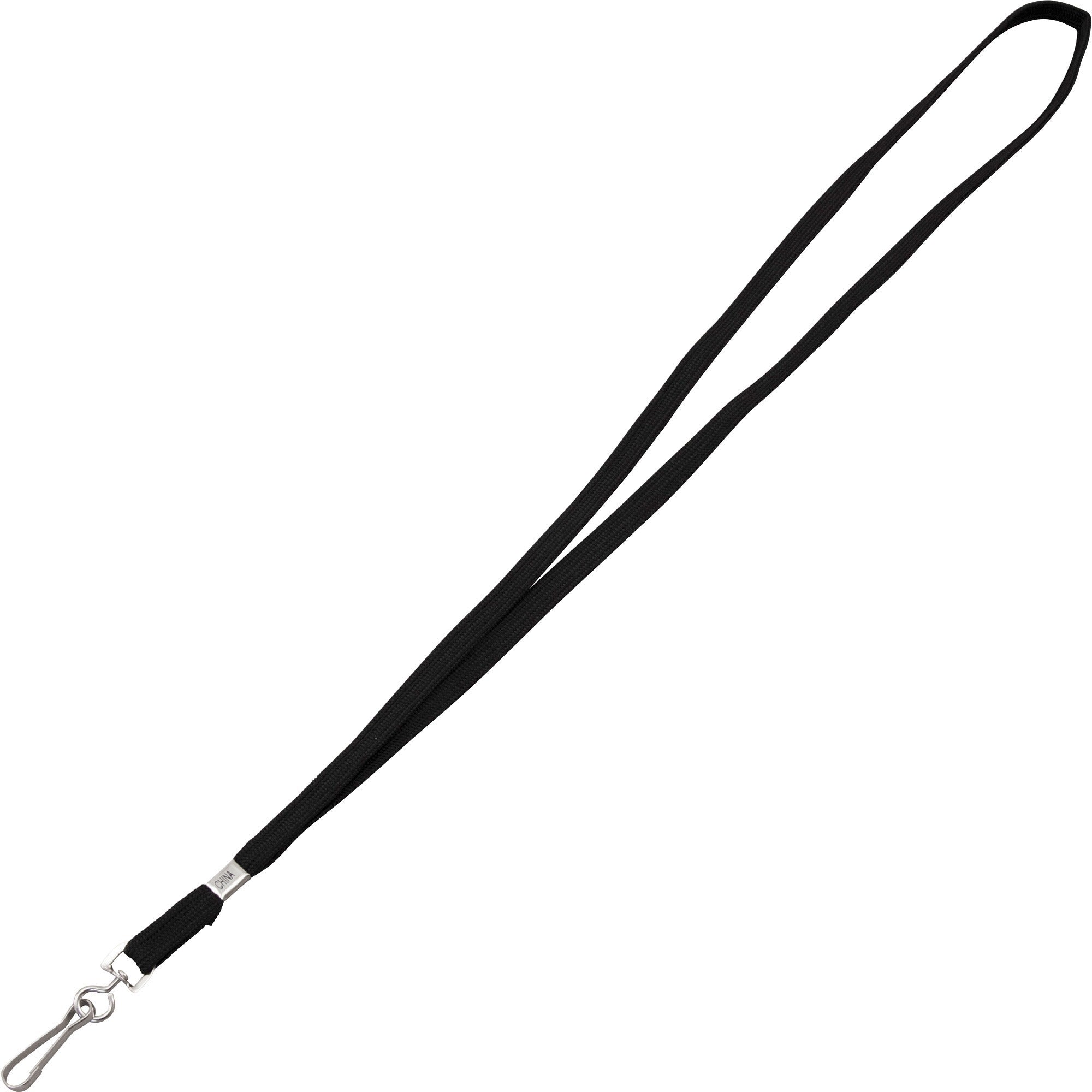 Deluxe Lanyard, Metal J-Hook Fastener, 36" Long, Black