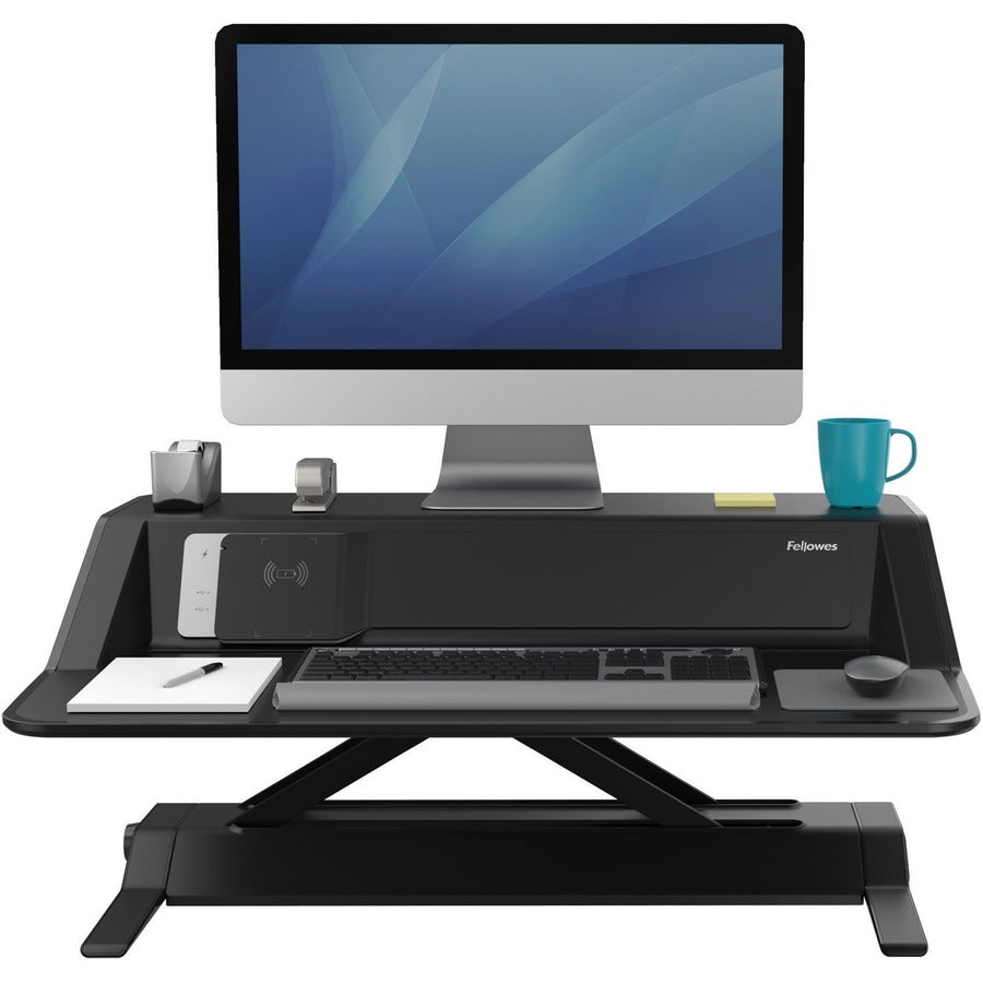 Lotus DX Sit-Stand Workstation, 32.75" x 24.25" x 5.5" to 22.5", Black