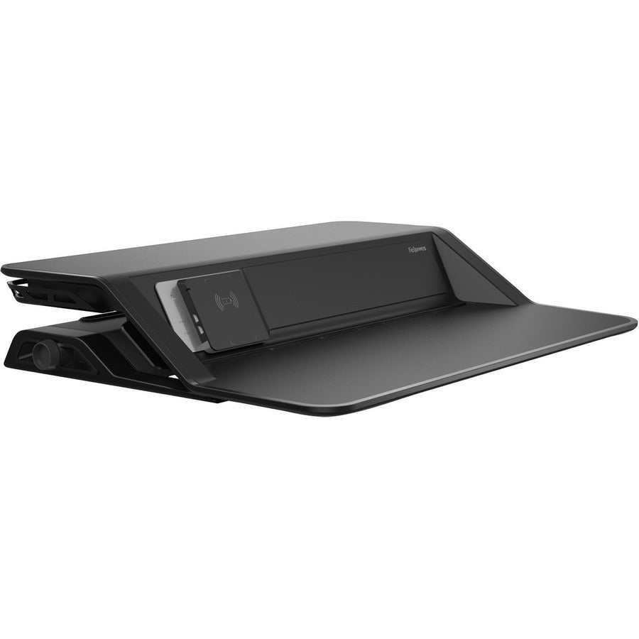 Lotus DX Sit-Stand Workstation, 32.75" x 24.25" x 5.5" to 22.5", Black