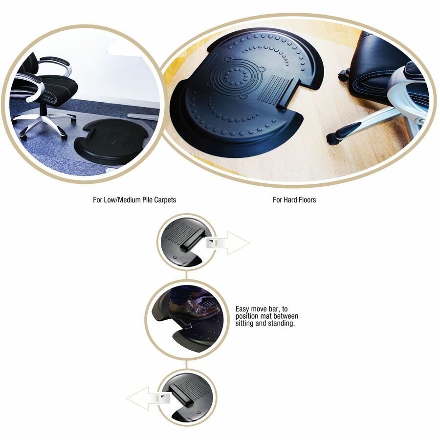 AFS-TEX 5000 S2S "Sit to Stand" Solution for Carpets - 62" Length x 38" Width x 0.085" Depth x 0.085" Thickness - Rectangular - Polyurethane, Polycarbonate - Black - 1Each
