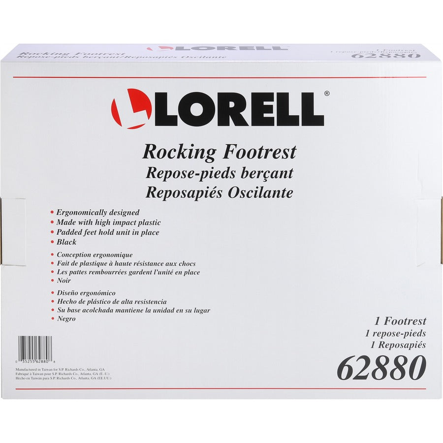 Lorell Ergonomic Rocking Footrest - Black - Rubber, Plastic