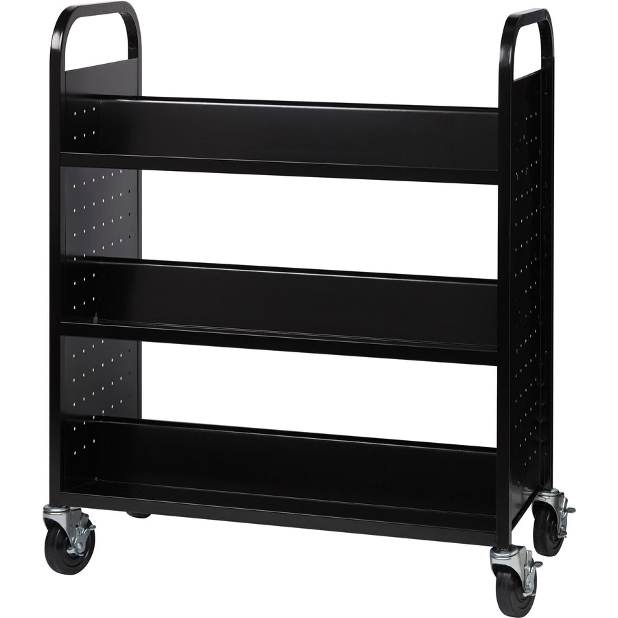 lorell-double-sided-book-cart-6-shelf-round-handle-5-caster-size-steel-x-38-width-x-18-depth-x-463-height-black-1-each_llr99931 - 6
