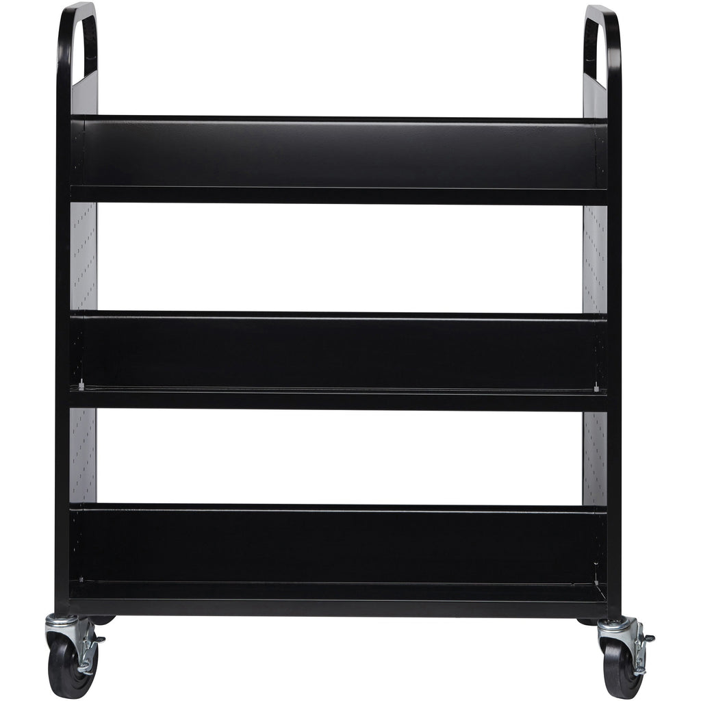 lorell-double-sided-book-cart-6-shelf-round-handle-5-caster-size-steel-x-38-width-x-18-depth-x-463-height-black-1-each_llr99931 - 2