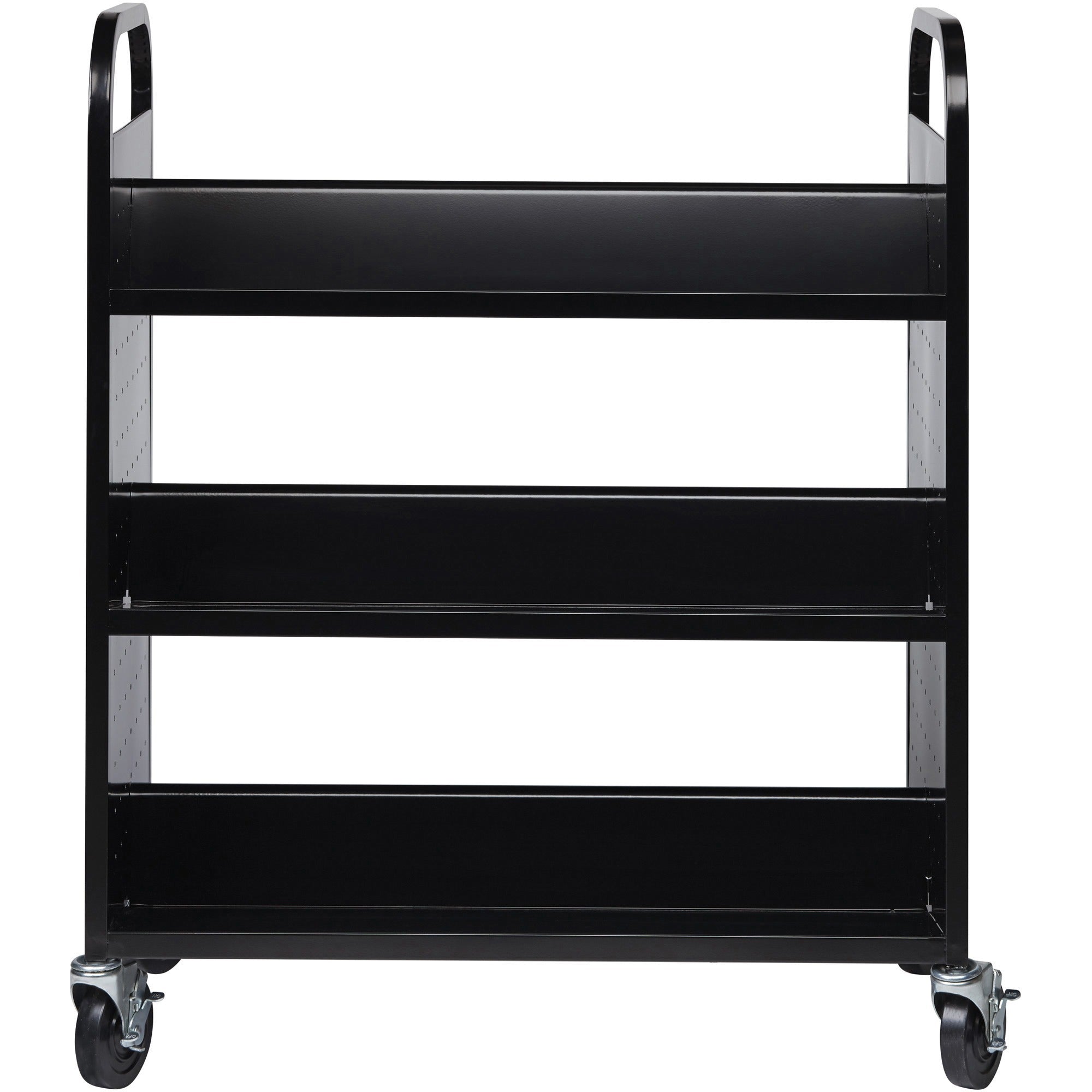 lorell-double-sided-book-cart-6-shelf-round-handle-5-caster-size-steel-x-38-width-x-18-depth-x-463-height-black-1-each_llr99931 - 2