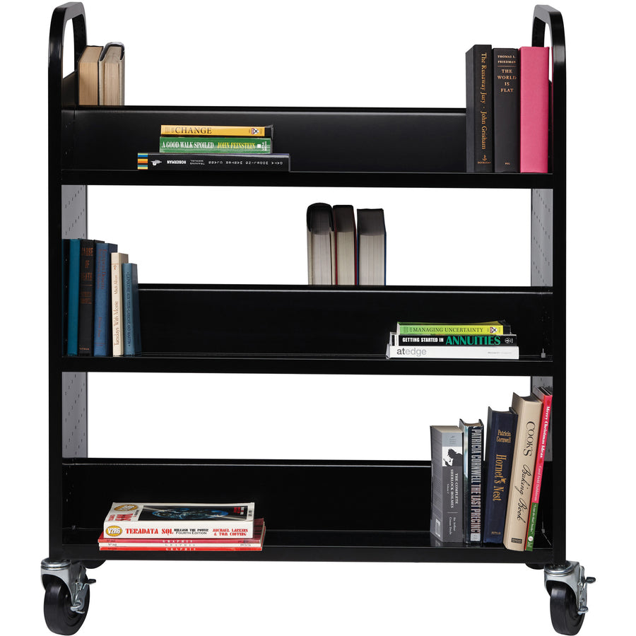 lorell-double-sided-book-cart-6-shelf-round-handle-5-caster-size-steel-x-38-width-x-18-depth-x-463-height-black-1-each_llr99931 - 5