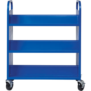Lorell Double-sided Book Cart - 6 Shelf - Round Handle - 5" Caster Size - Steel - x 38" Width x 18" Depth x 46.3" Height - Blue - 1 Each