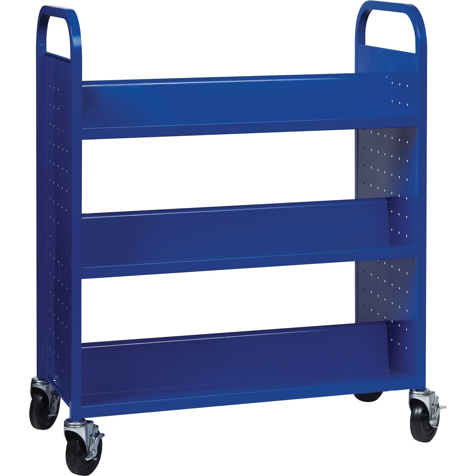 lorell-double-sided-book-cart-6-shelf-round-handle-5-caster-size-steel-x-38-width-x-18-depth-x-463-height-blue-1-each_llr99932 - 1