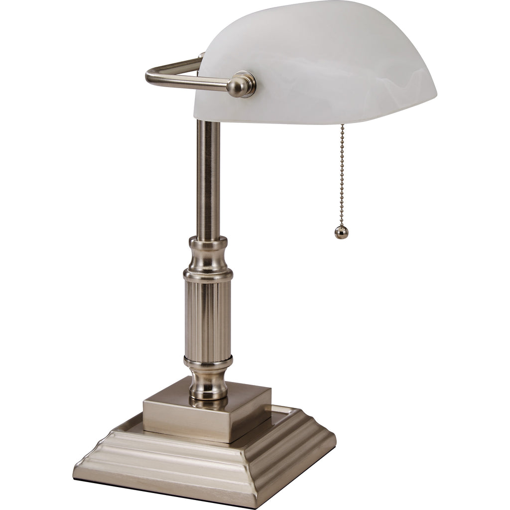 lorell-classic-bankers-lamp-15-height-65-width-10-w-led-bulb-brushed-nickel-desk-mountable-silver-for-desk-table_llr99955 - 2
