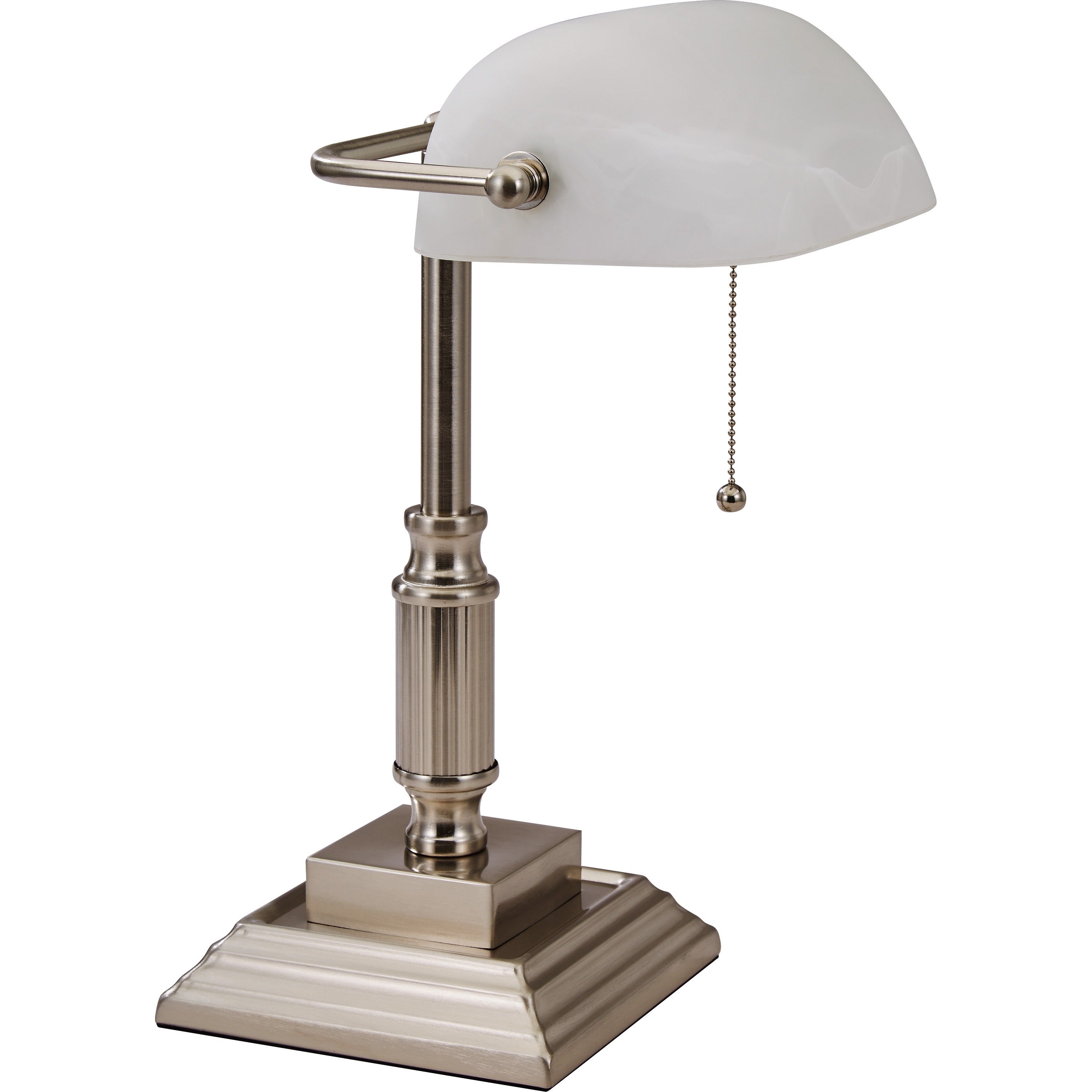 lorell-classic-bankers-lamp-15-height-65-width-10-w-led-bulb-brushed-nickel-desk-mountable-silver-for-desk-table_llr99955 - 2