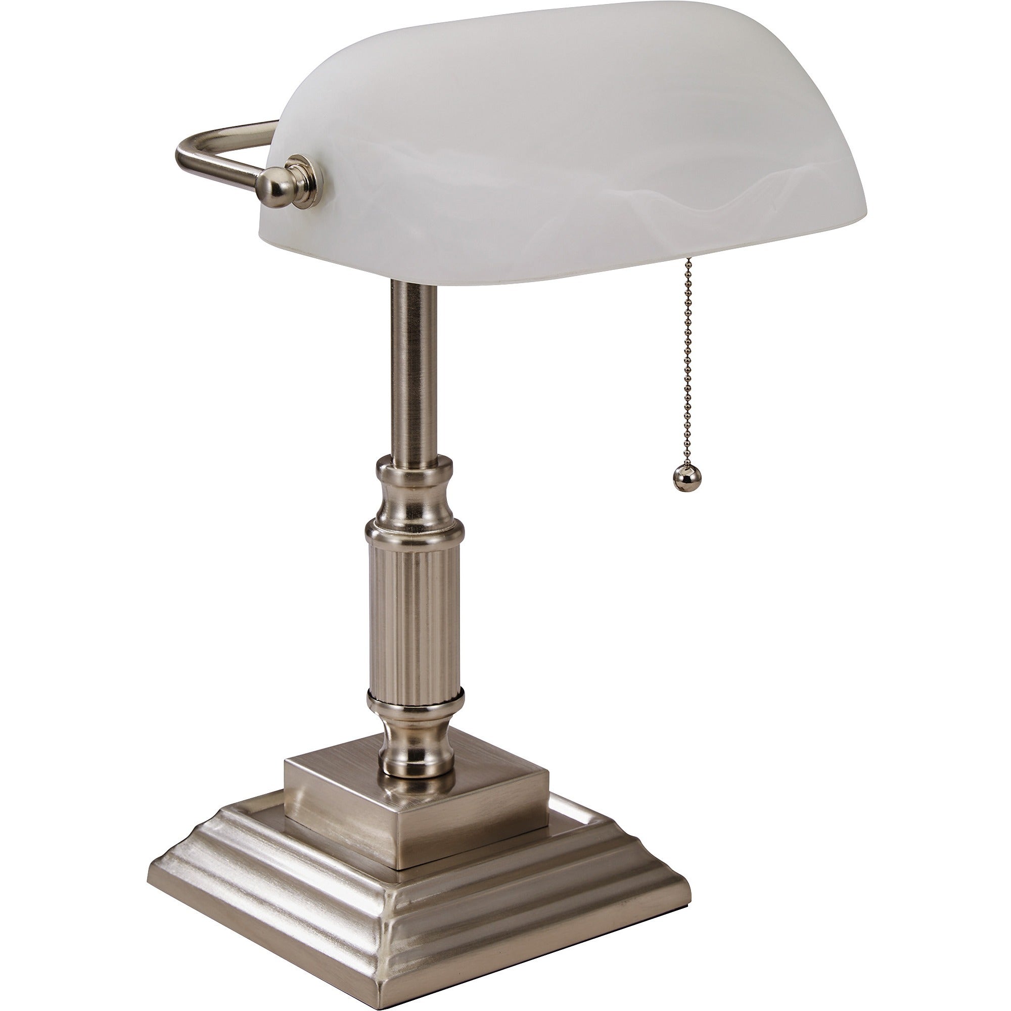 lorell-classic-bankers-lamp-15-height-65-width-10-w-led-bulb-brushed-nickel-desk-mountable-silver-for-desk-table_llr99955 - 1
