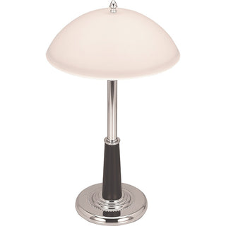 Lorell Glass Shaded Desk Lamp - 24" Height - 7.8" Width - 2 x 10 W CFL Bulb - Chrome - Desk Mountable - Chrome - for Desk, Table