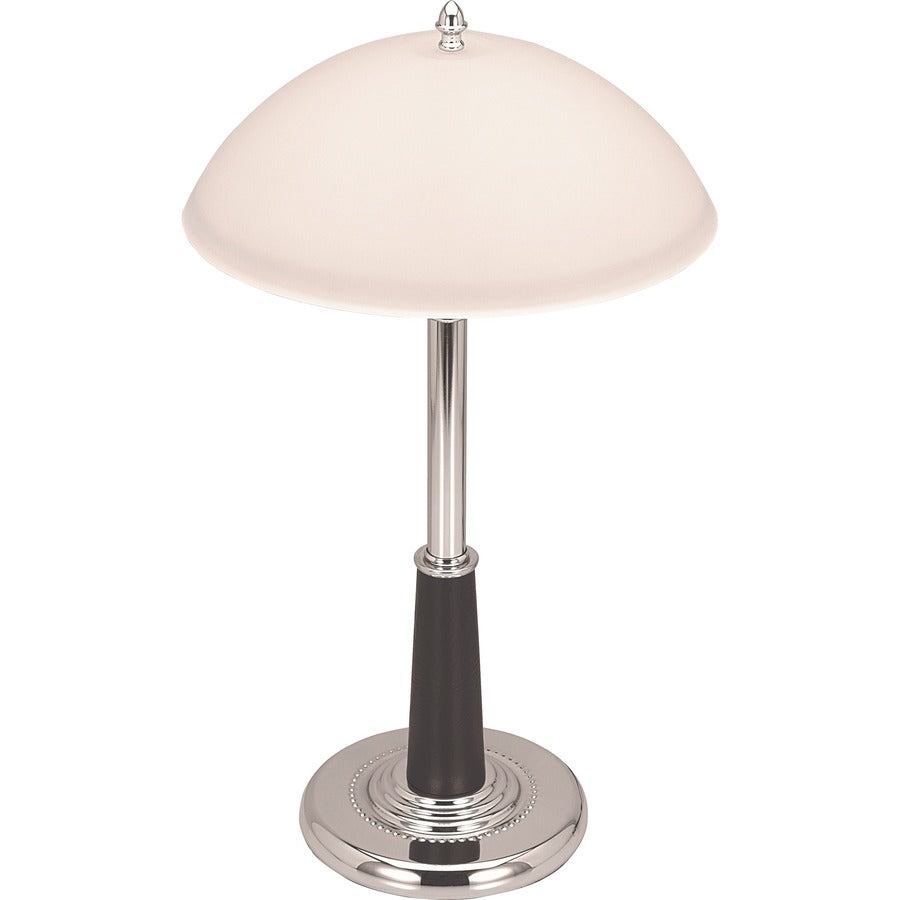 Lorell Glass Shaded Desk Lamp - 24" Height - 7.8" Width - 2 x 10 W CFL Bulb - Chrome - Desk Mountable - Chrome - for Desk, Table
