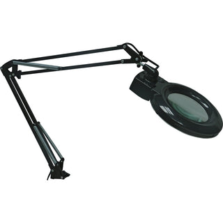 Lorell LED Magnifying Lamp - 35" Height - 3.5" Width - 9.40 W LED Bulb - Glass, Metal - Black
