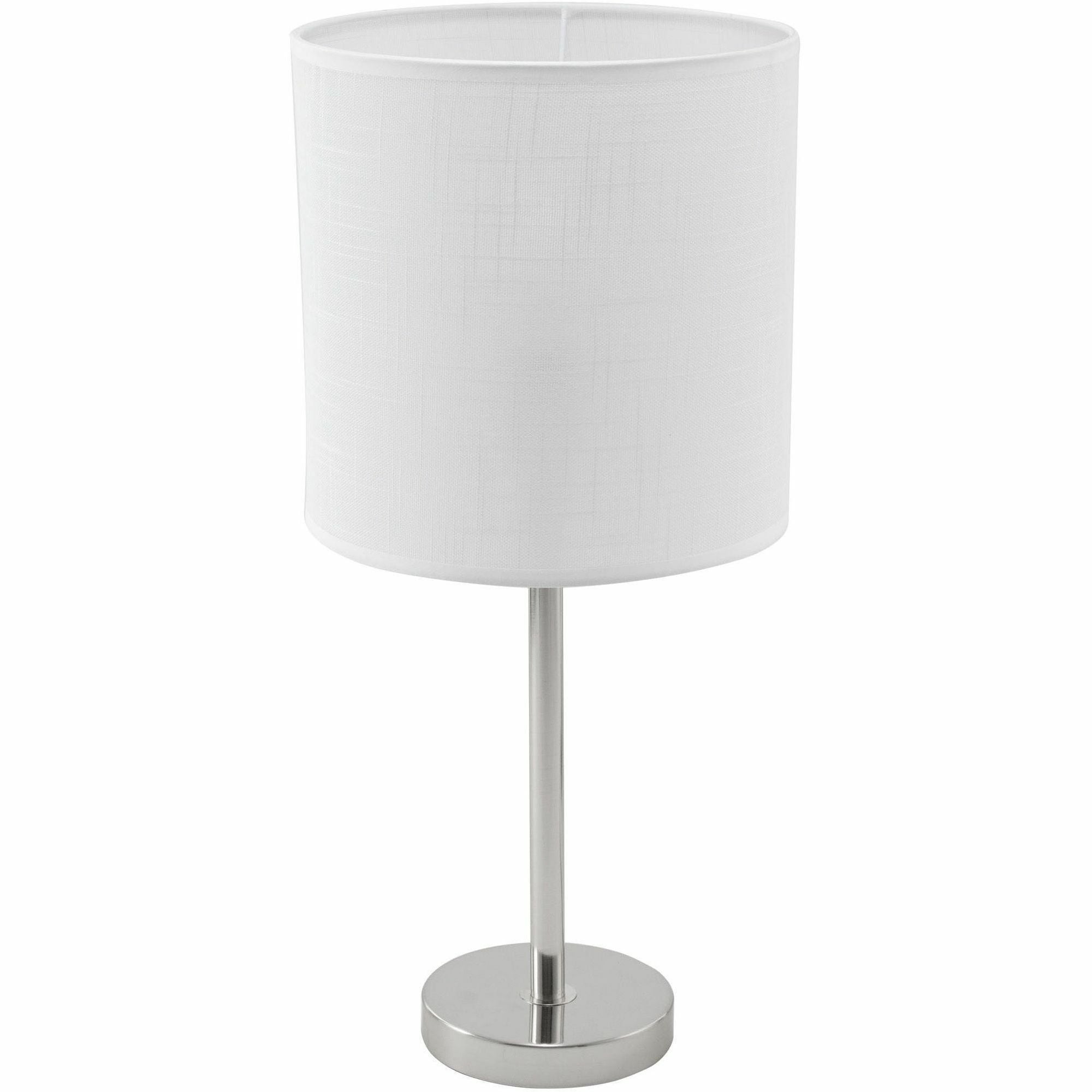 Lorell LED Contemporary Table Lamp - 22" Height - 10" Width - 10 W LED Bulb - Brushed Nickel - Desk Mountable - Silver - for Table, Desk