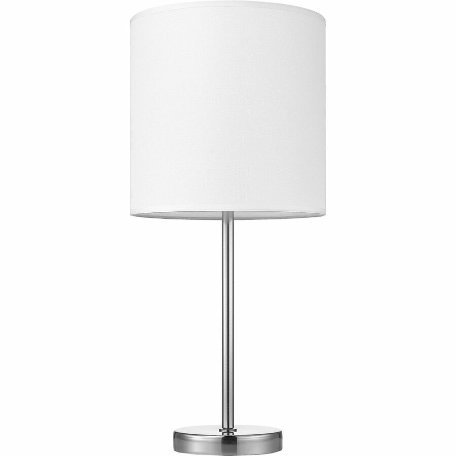 Lorell LED Contemporary Table Lamp - 22" Height - 10" Width - 10 W LED Bulb - Brushed Nickel - Desk Mountable - Silver - for Table, Desk
